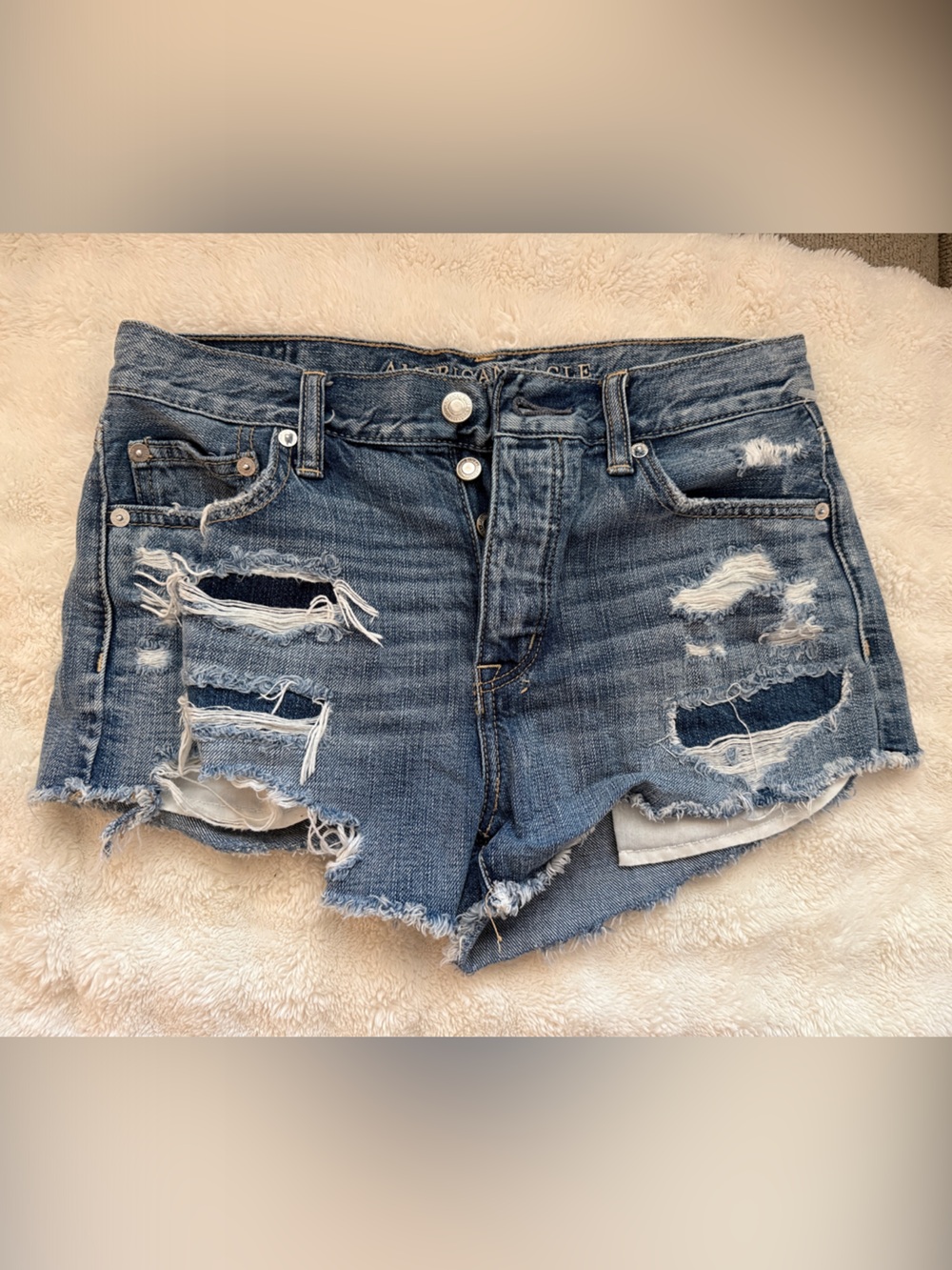 American Eagle Outfitters Distressed Blue Denim Cutoff Shorts